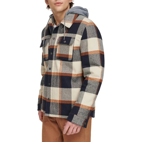 Levi's Plaid Sherpa Lined Hoodie Jacket Insulated $148 Levis - Picture 3 of 14